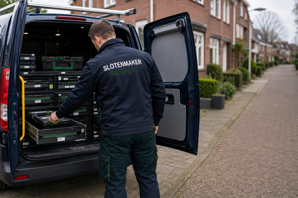 Volledig uitgeruste slotenmaker bus met gereedschap en cilinders